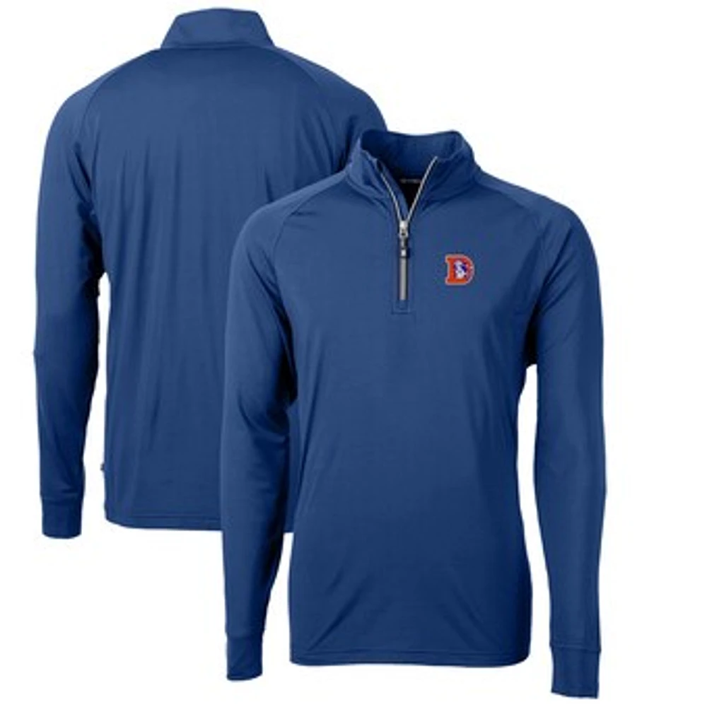Men's Cutter & Buck Royal Denver Broncos Adapt Eco Knit Stretch Recycled Big Tall Quarter-Zip Throwback Pullover Top