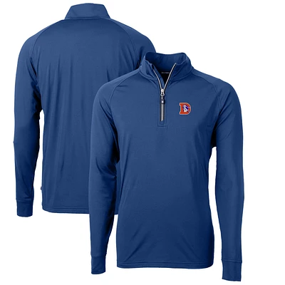 Men's Cutter & Buck Royal Denver Broncos Adapt Eco Knit Stretch Recycled Big Tall Quarter-Zip Throwback Pullover Top
