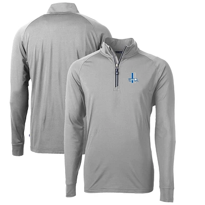 Men's Cutter & Buck Gray Detroit Lions Adapt Eco Knit Stretch Recycled Big Tall Quarter-Zip Throwback Pullover Top