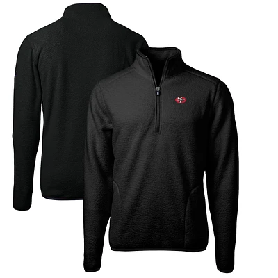 Men's Cutter & Buck Black San Francisco 49ers Cascade Eco Sherpa Fleece Big & Tall Quarter-Zip Throwback Jacket