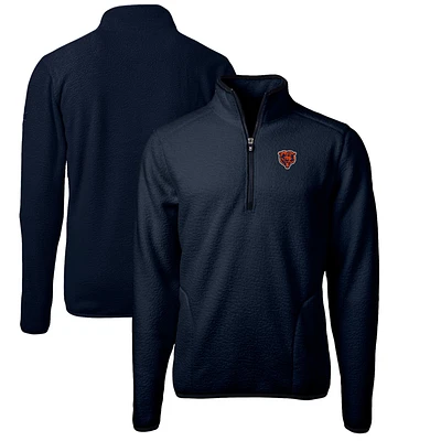 Men's Cutter & Buck Navy Chicago Bears Cascade Eco Sherpa Fleece Big Tall Quarter-Zip Throwback Jacket