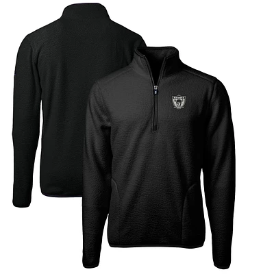 Men's Cutter & Buck Black Las Vegas Raiders Cascade Eco Sherpa Fleece Big Tall Quarter-Zip Throwback Jacket