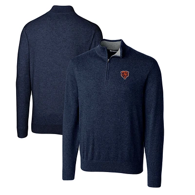 Men's Cutter & Buck Navy Chicago Bears Throwback Logo Lakemont Tri-Blend Big & Tall Quarter-Zip Pullover Sweater