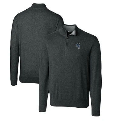 Men's Cutter & Buck Heather Charcoal Indianapolis Colts Throwback Logo Lakemont Tri-Blend Big Tall Quarter-Zip Pullover Sweater