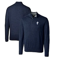 Men's Cutter & Buck Navy Houston Oilers Throwback Logo Lakemont Tri-Blend Big Tall Quarter-Zip Pullover Sweater