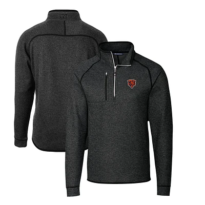 Men's Cutter & Buck Heather Charcoal Chicago Bears Mainsail Sweater-Knit Big Tall Half-Zip Pullover Jacket