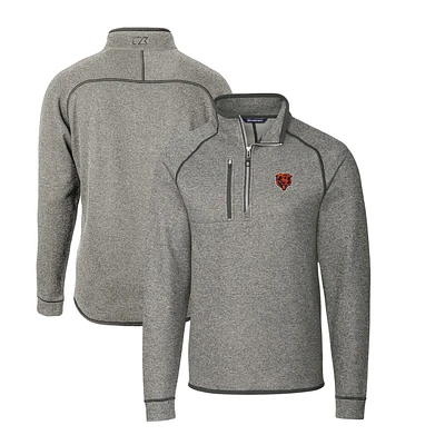 Men's Cutter & Buck Heather Gray Chicago Bears Mainsail Sweater-Knit Big Tall Half-Zip Pullover Jacket