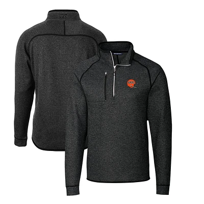 Men's Cutter & Buck Heather Charcoal Cincinnati Bengals Mainsail Sweater-Knit Big & Tall Half-Zip Pullover Jacket