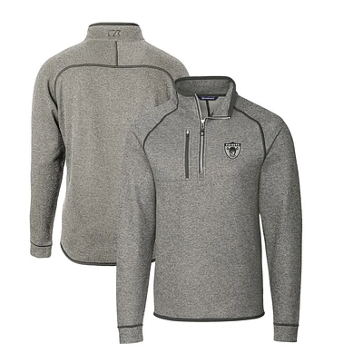 Men's Cutter & Buck Heather Gray Las Vegas Raiders Mainsail Sweater-Knit Big Tall Half-Zip Pullover Jacket