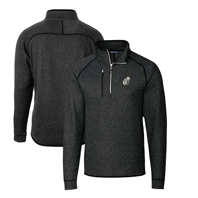 Men's Cutter & Buck Heather Charcoal New Orleans Saints Mainsail Sweater-Knit Big Tall Half-Zip Pullover Jacket