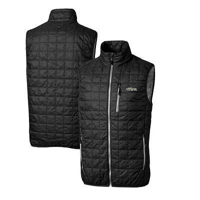 Men's Cutter & Buck Black New York Jets Throwback Logo Big & Tall Rainier PrimaLoft Eco Insulated Full-Zip Puffer Vest