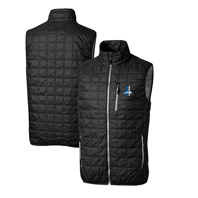 Men's Cutter & Buck Detroit Lions Throwback Logo Big Tall Rainier PrimaLoft Eco Insulated Full-Zip Puffer Vest