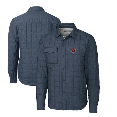 Men's Cutter & Buck Heather Navy Chicago Bears Throwback Logo Big Tall Rainier PrimaLoft Eco Insulated Quilted Button-Up Shacket