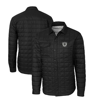 Men's Cutter & Buck Black Las Vegas Raiders Throwback Logo Big Tall Rainier PrimaLoft Eco Insulated Quilted Button-Up Shacket