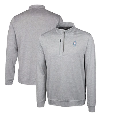 Men's Cutter & Buck Gray Houston Oilers Stealth Heathered Big Tall Throwback Logo Quarter-Zip Pullover Top