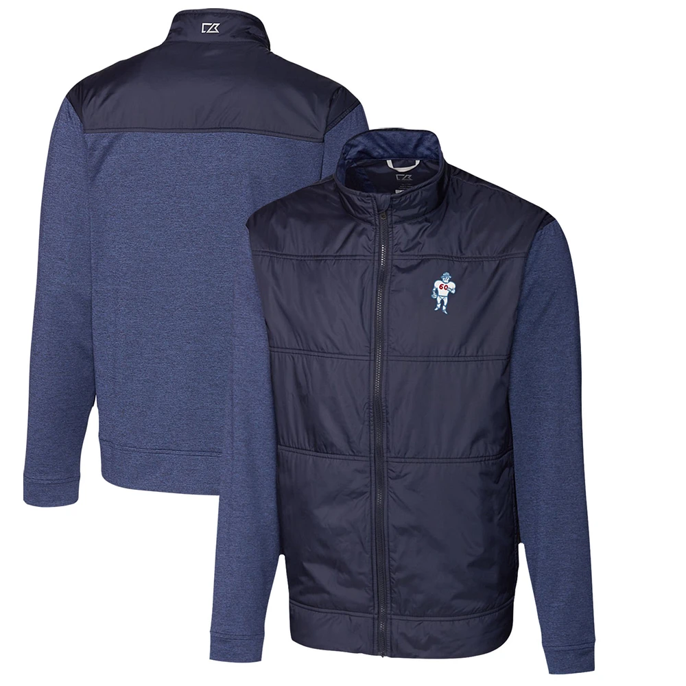 Men's Cutter & Buck Navy Houston Oilers Throwback Logo Big Tall Stealth Hybrid Quilted Full-Zip Windbreaker Jacket