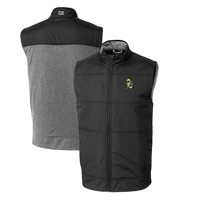 Men's Cutter & Buck Green Bay Packers Throwback Logo Big Tall Stealth Hybrid Quilted Windbreaker Full-Zip Vest