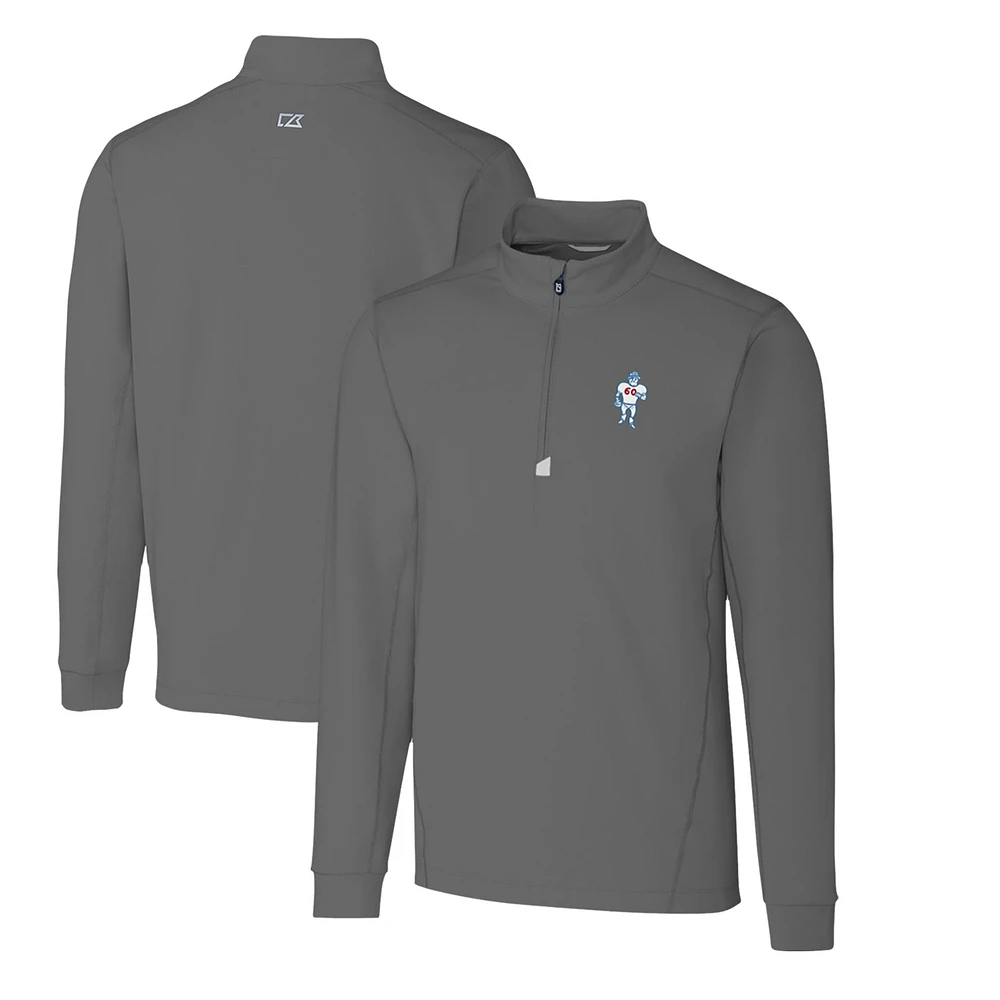 Men's Cutter & Buck Steel Houston Oilers Throwback Logo Traverse Stretch Quarter-Zip Big Tall Pullover Top