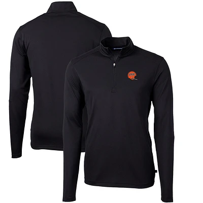 Men's Cutter & Buck Black Cincinnati Bengals Throwback Logo Virtue Eco Pique Recycled Quarter-Zip Big Tall Pullover Top