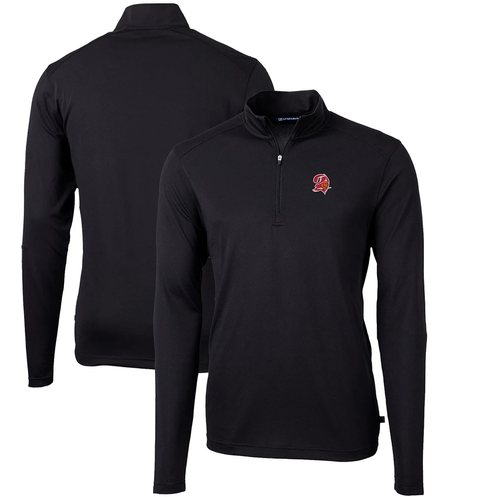 Men's Cutter & Buck Tampa Bay Buccaneers Throwback Logo Virtue Eco Pique Recycled Quarter-Zip Big Tall Pullover Top