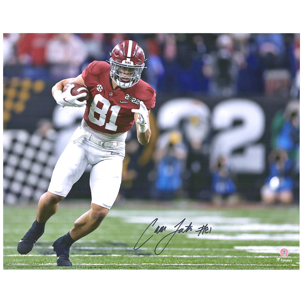 Cameron Latu Alabama Crimson Tide Autographed 16" x 20" Running Photograph