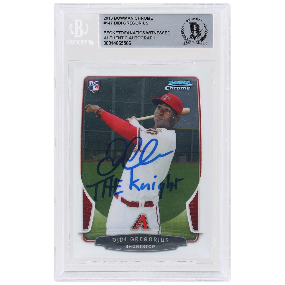 Didi Gregorius Arizona Diamondbacks Autographed 2013 Bowman Chrome #147 Beckett Fanatics Witnessed Authenticated Rookie Card with "The Knight" Inscription