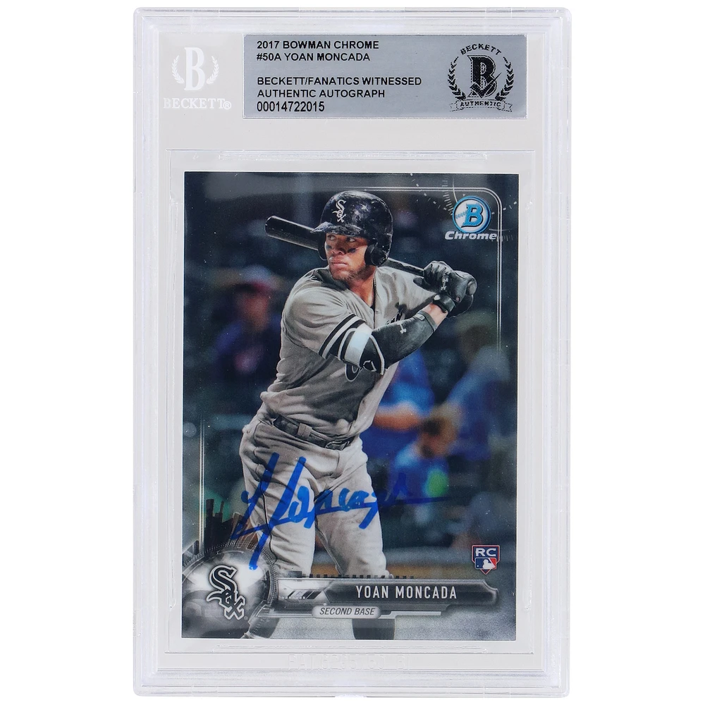 Yoan Moncada Chicago White Sox Autographed 2017 Bowman Chrome #50 Beckett Fanatics Witnessed Authenticated Rookie Card