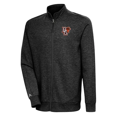Men's Antigua Heather Black Bowling Green St. Falcons Action Full-Zip Jacket