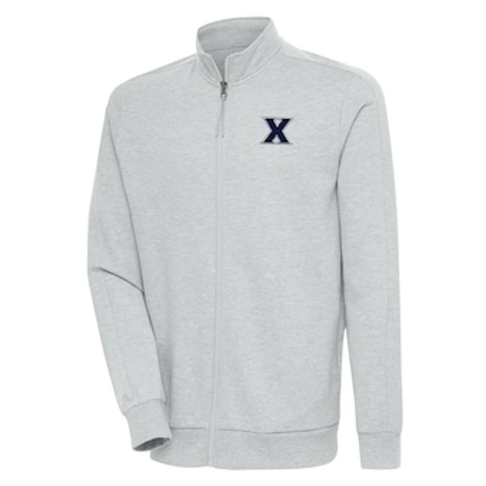 Men's Antigua Heather Gray Xavier Musketeers Action Full-Zip Jacket