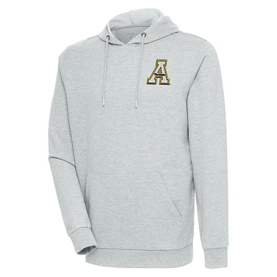 Men's Antigua Heather Gray Appalachian State Mountaineers Action Pullover Hoodie