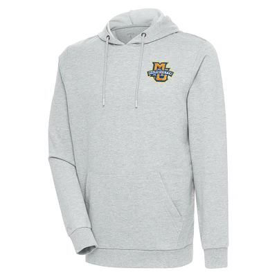 Men's Antigua Heather Gray Marquette Golden Eagles Action Pullover Hoodie