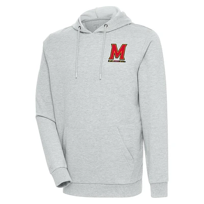 Men's Antigua Heather Gray Maryland Terrapins Action Pullover Hoodie