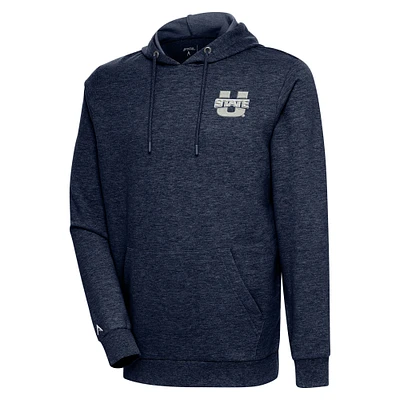 Men's Antigua Heather Navy Utah State Aggies Action Pullover Hoodie