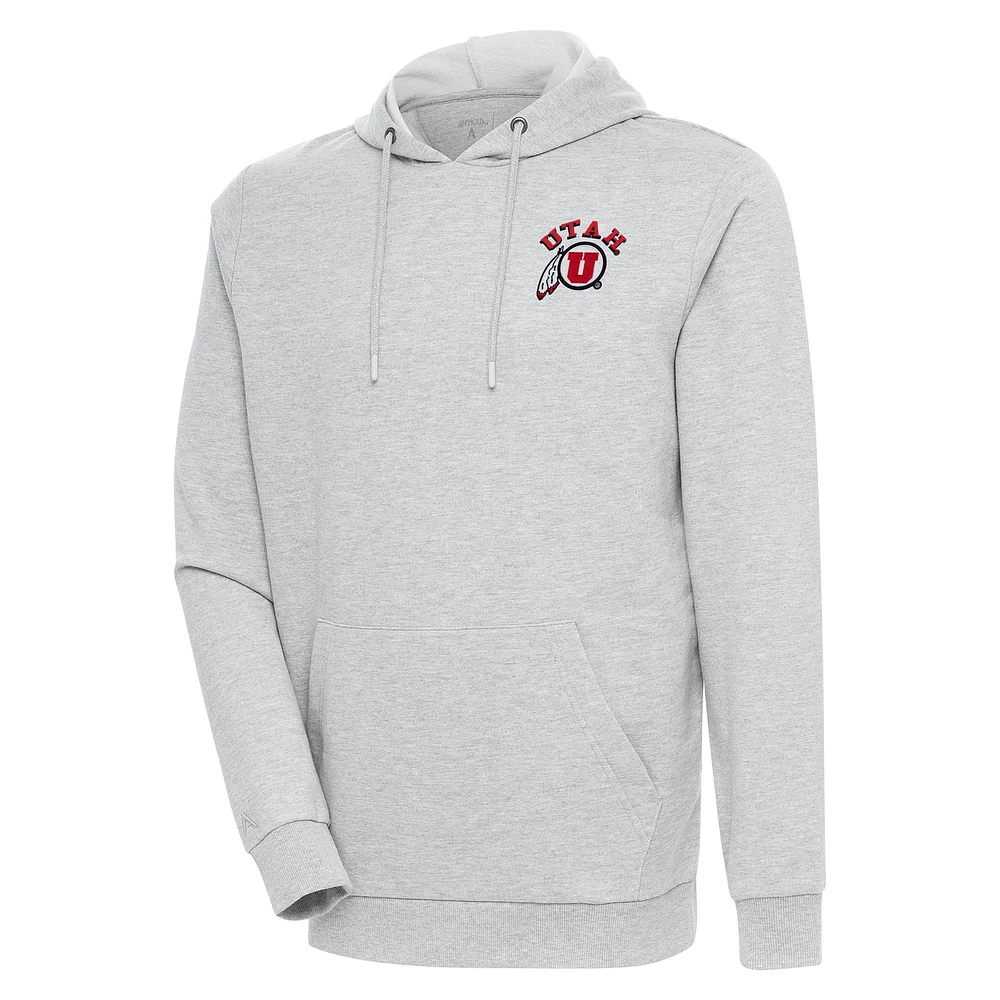 Men's Antigua Heather Utah Utes Action Pullover Hoodie