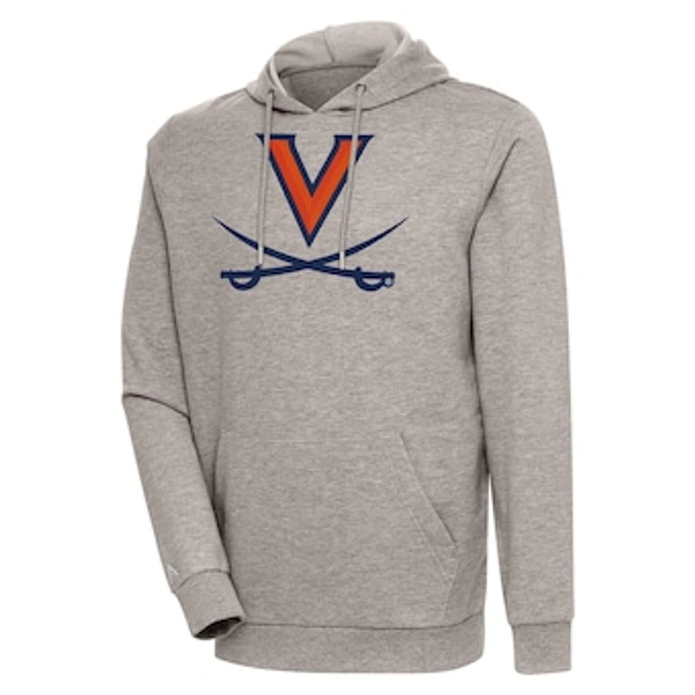 Men's Antigua Oatmeal Virginia Cavaliers Logo Action Pullover Hoodie