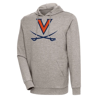 Men's Antigua Oatmeal Virginia Cavaliers Logo Action Pullover Hoodie