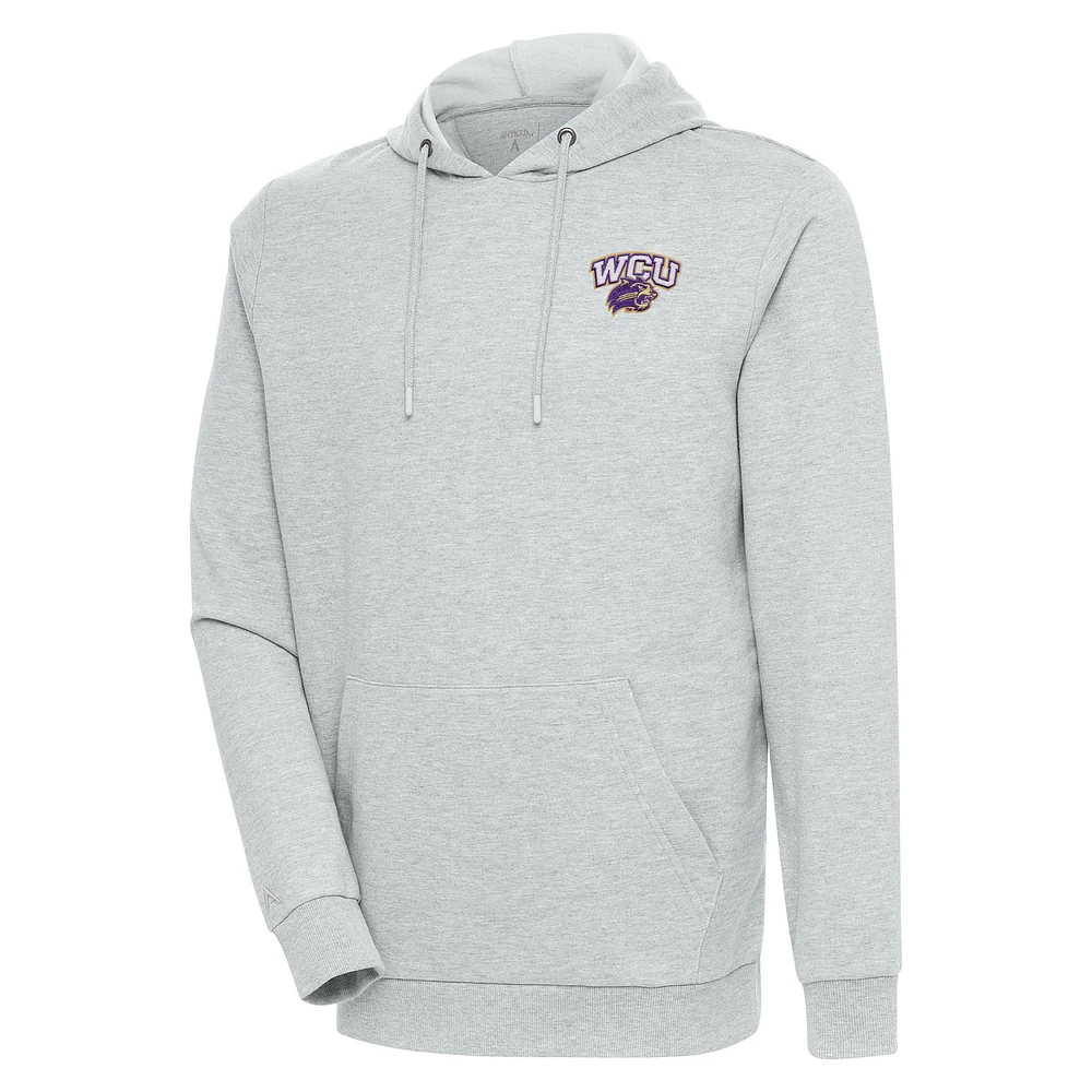 Men's Antigua Heather Gray Western Carolina Catamounts Action Pullover Hoodie