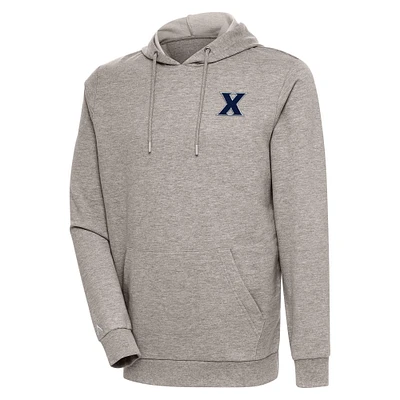 Men's Antigua Oatmeal Xavier Musketeers Action Pullover Hoodie