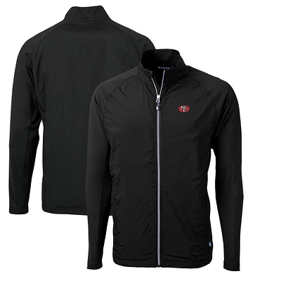 Men's Cutter & Buck Black San Francisco 49ers Adapt Eco Knit Hybrid Recycled Full-Zip Throwback Jacket