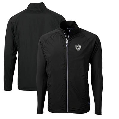 Men's Cutter & Buck Black Las Vegas Raiders Adapt Eco Knit Hybrid Recycled Full-Zip Throwback Jacket