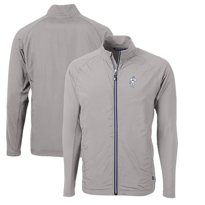 Men's Cutter & Buck Gray Houston Oilers Adapt Eco Knit Hybrid Recycled Full-Zip Throwback Jacket