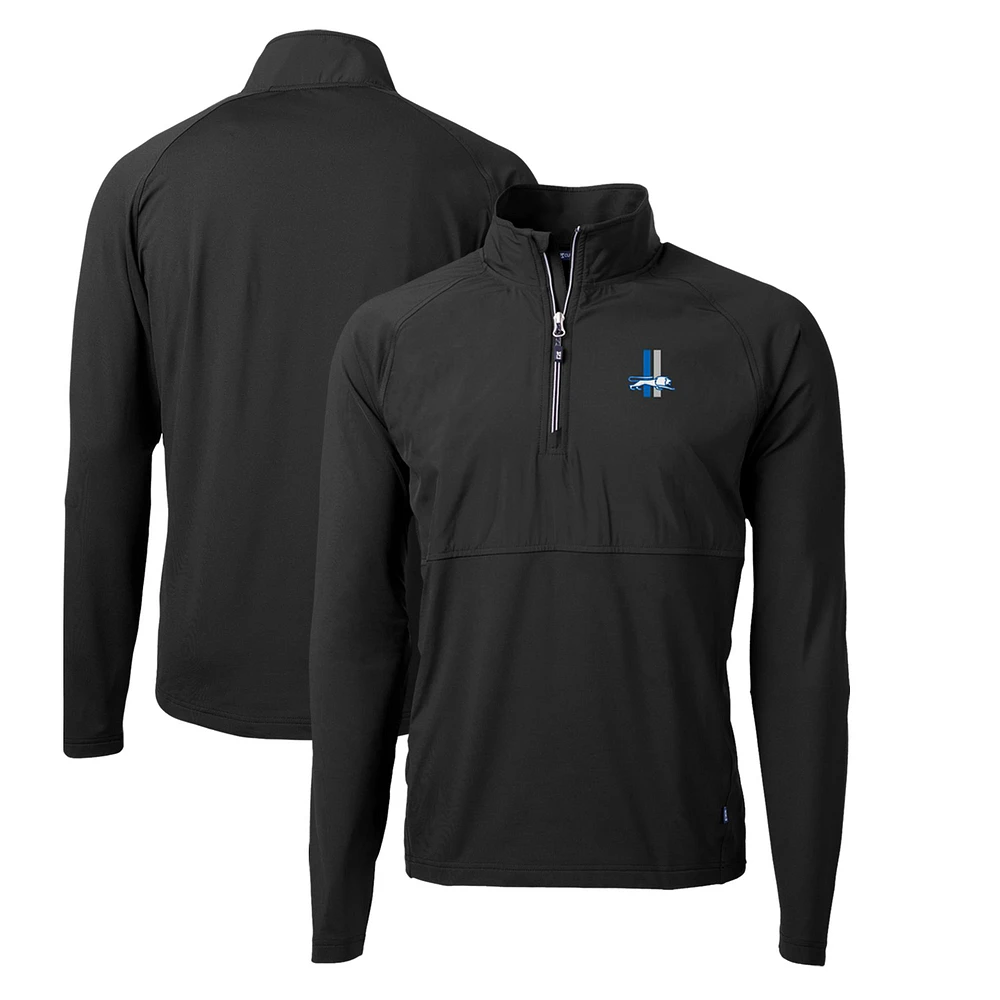 Men's Cutter & Buck Detroit Lions Adapt Eco Knit Hybrid Recycled Quarter-Zip Throwback Pullover Top