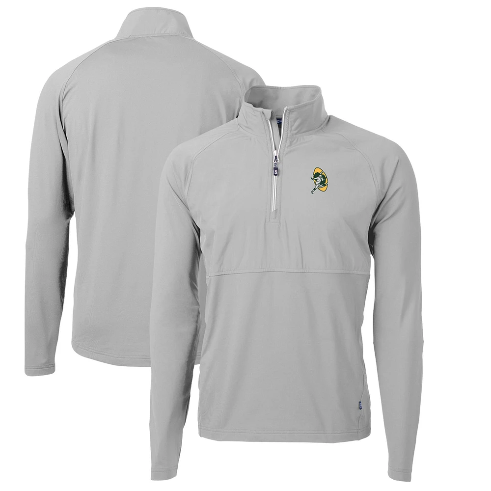 Men's Cutter & Buck Green Bay Packers Adapt Eco Knit Hybrid Recycled Quarter-Zip Throwback Pullover Top