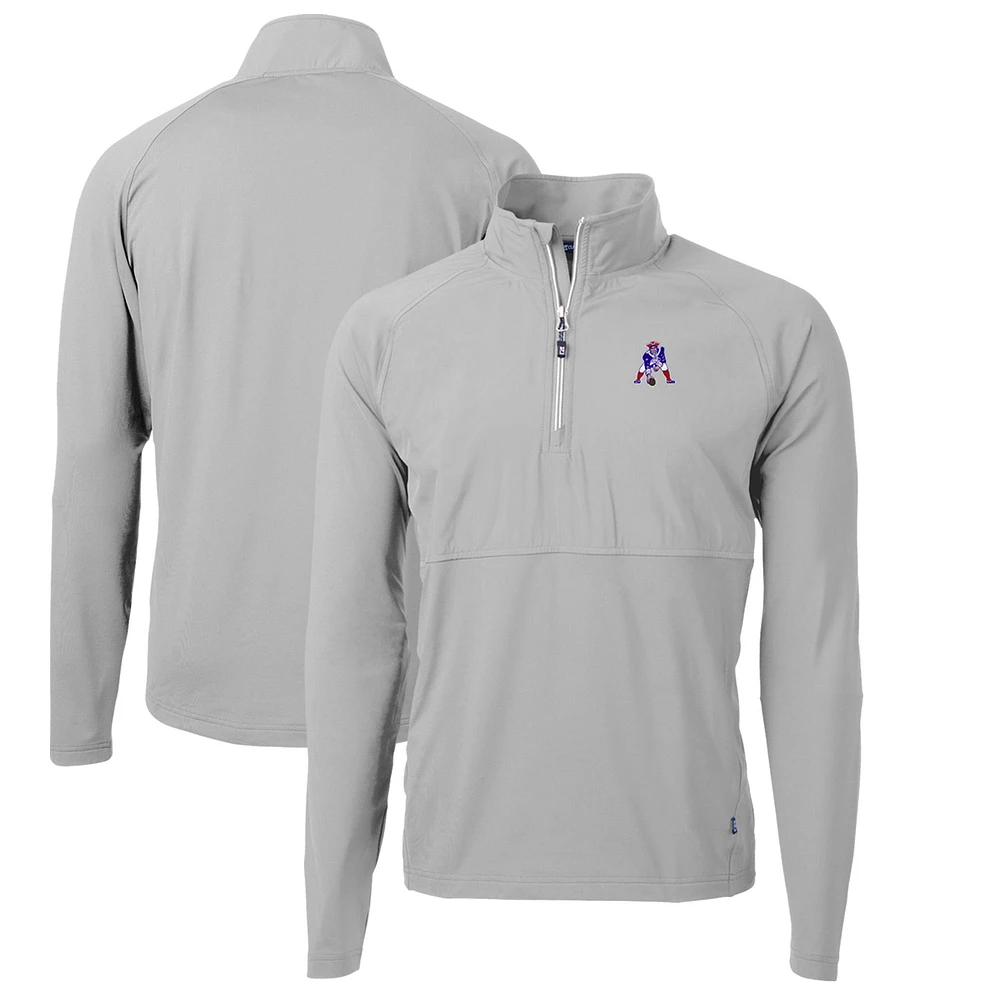 Men's Cutter & Buck New England Patriots Adapt Eco Knit Hybrid Recycled Quarter-Zip Throwback Pullover Top