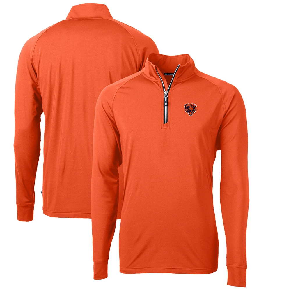 Men's Cutter & Buck Chicago Bears Adapt Eco Knit Stretch Recycled Quarter-Zip Throwback Pullover Top