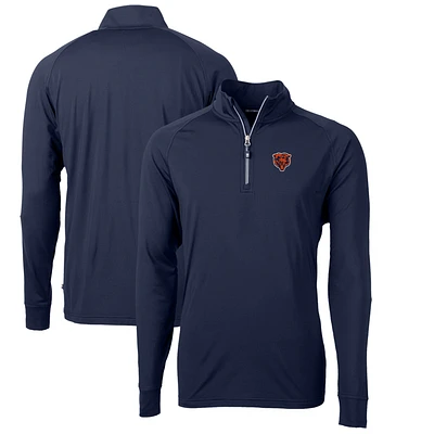 Men's Cutter & Buck Navy Chicago Bears Adapt Eco Knit Stretch Recycled Quarter-Zip Throwback Pullover Top