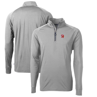 Men's Cutter & Buck Pewter Tampa Bay Buccaneers Adapt Eco Knit Stretch Recycled Quarter-Zip Throwback Pullover Top