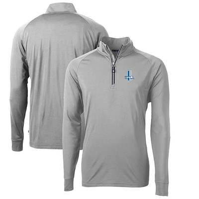 Men's Cutter & Buck Detroit Lions Adapt Eco Knit Stretch Recycled Quarter-Zip Throwback Pullover Top