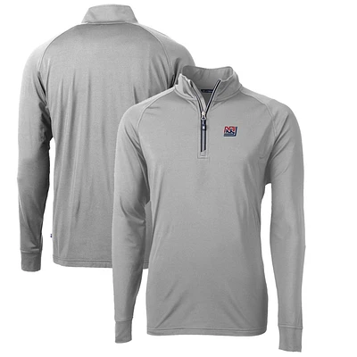 Men's Cutter & Buck Gray New York Giants Adapt Eco Knit Stretch Recycled Quarter-Zip Throwback Pullover Top