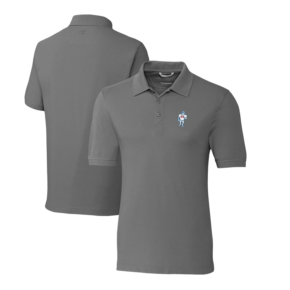 Men's Cutter & Buck Steel Houston Oilers Advantage Tri-Blend Pique Throwback Polo